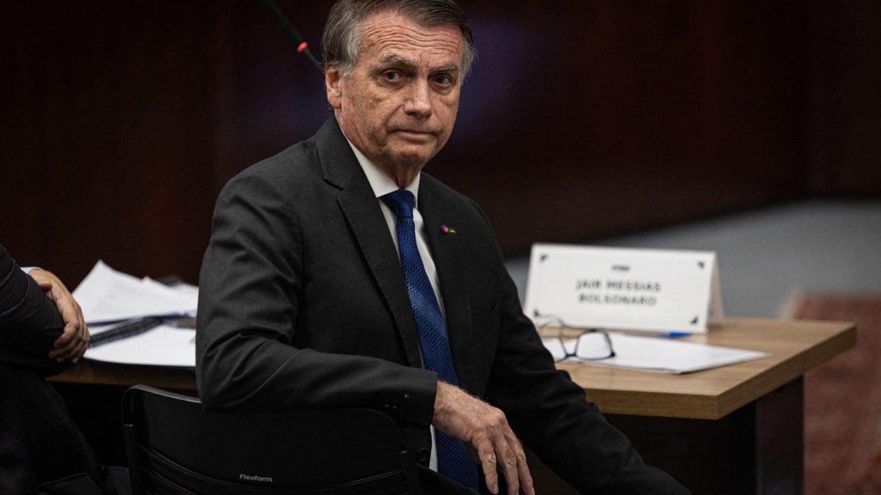 O ex-presidente Jair Bolsonaro, na Primeira Turma do Supremo Tribunal Federal (Foto: Arthur Menescal/Getty Images)