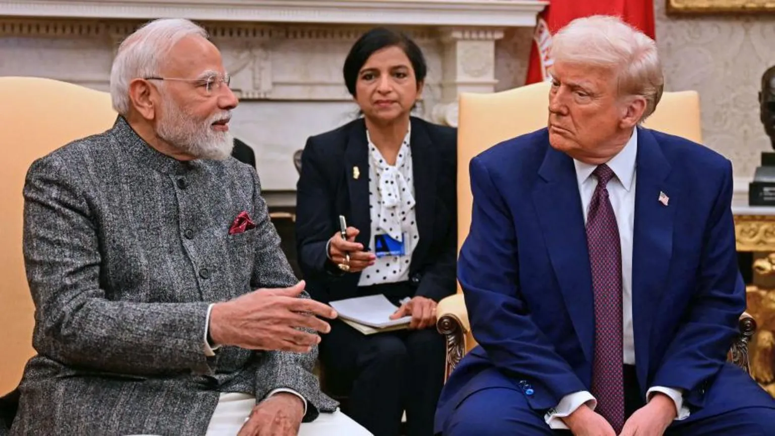 Donald Trump se encontrou com o primeiro-ministro indiano Narendra Modi no Salão Oval em fevereiro (Foto: AFP via Getty Images)