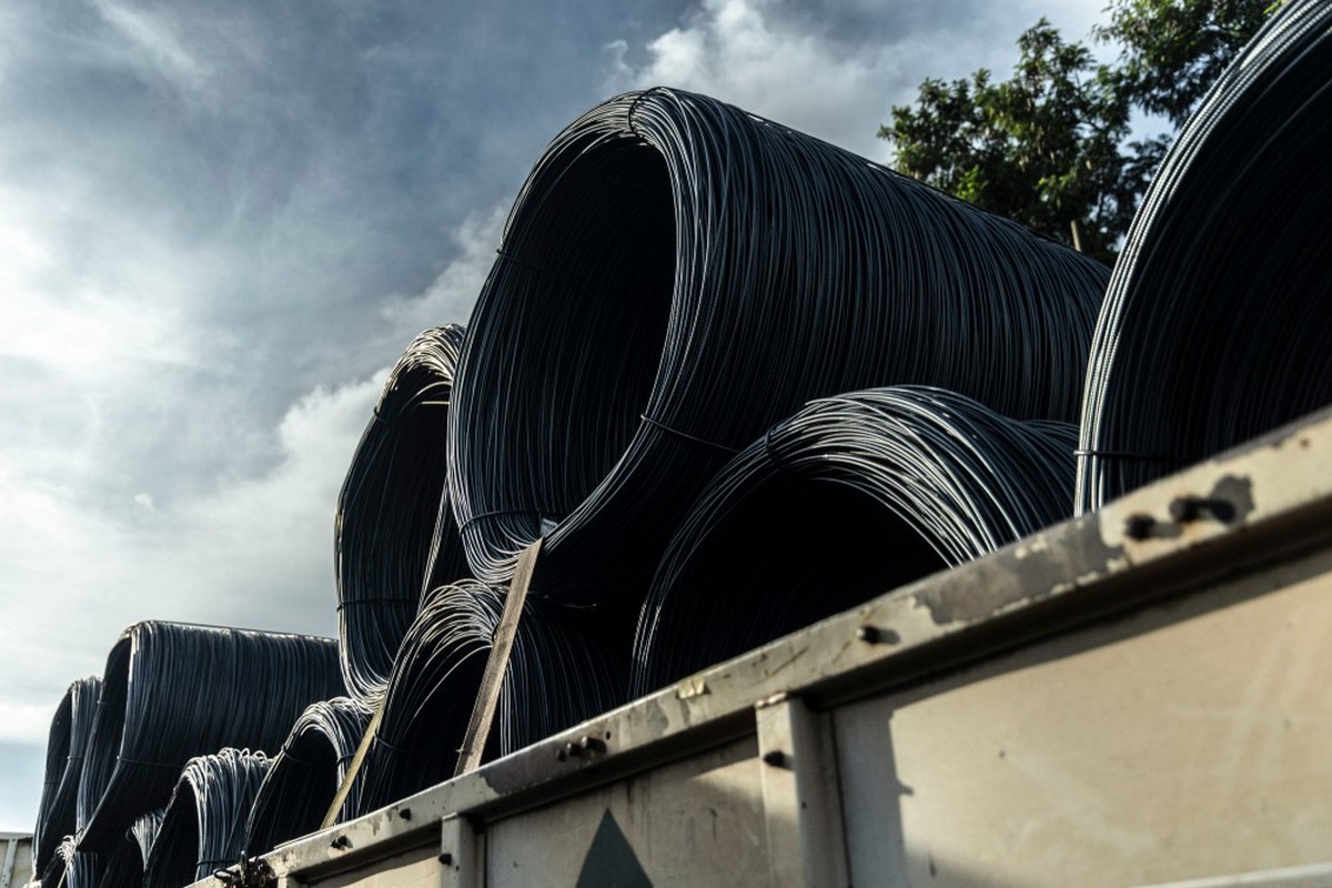 Peças de aço da CSN, em Volta Redonda, no estado do Rio — Foto: Dado Galdieri/Bloomberg/11/02/2025