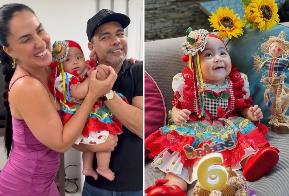 Graciele e Zezé comemoram 6 meses da filha com festa junina e vídeo especial Graciele Lacerda encanta ao mostrar mesversário da filha com tema de São João (Foto: Reprodução/Instagram)