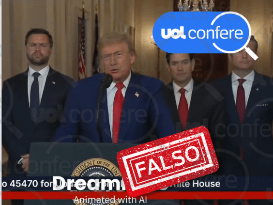 Trump não critica Moraes e STF em vídeo; áudio é alterado por inteligência artificial Discurso de Trump sobre bombardeio ao Irã foi alterado por IA (Foto: Reprodução/Facebook)