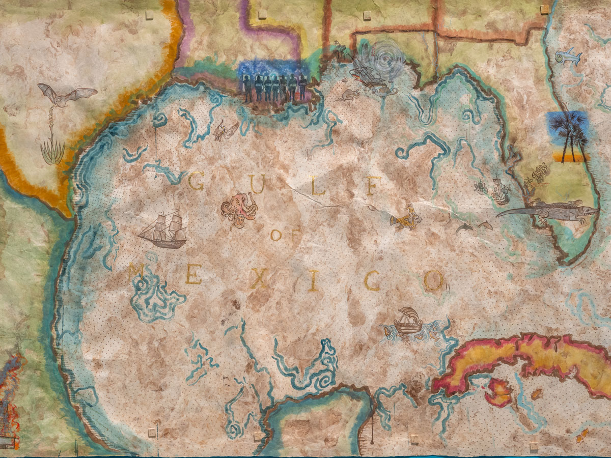 Resistência Mapa do Golfo do México (detalhe), 2025. ©Sandy Rodriguez/Courtesy The John and Mable Ringling Museum of Art/Collection of the artist