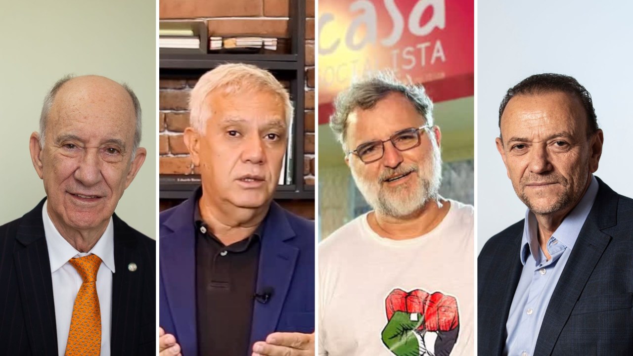 PT se prepara para eleições com grande número de candidatos neste domingo Rui Falcão, Romênio Pereira, Valter Pomar e Edinho Silva: pulverização de candidatos para presidir o PT (Foto: Gustavo Bezerra/Claudio Gatti/VEJA)