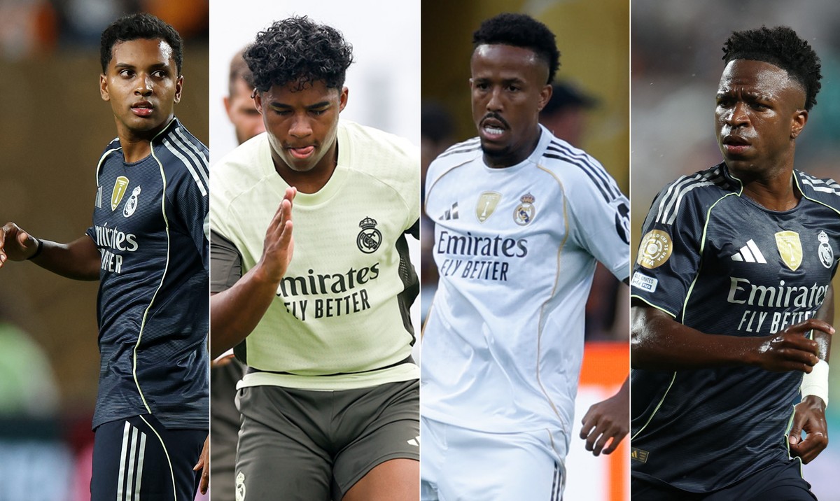 Futuro dos brasileiros no Real Madrid é moldado por fim de temporada e Xabi Alonso Rodrygo, Endrick, Militão e Vini Jr: os brasileiros do Real Madrid (Foto: Fotos de AFP e Divulgação/Real Madrid)