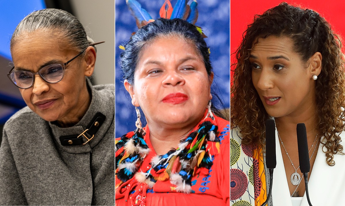 Flexibilização do licenciamento ameaça um terço das terras indígenas e 80% das quilombolas Ministras Marina Silva (Meio Ambiente), Sonia Guajajara (Povos Indígenas) e Anielle Franco (Igualdade Racial): críticas a danos ambientais com projeto que flexibiliza licenciamento (Foto: Montagem com fotos de Brenno Carvalho/Agência O Globo, Estevam Rangel/Presidência e Cristiano Mariz/Agência O Globo)