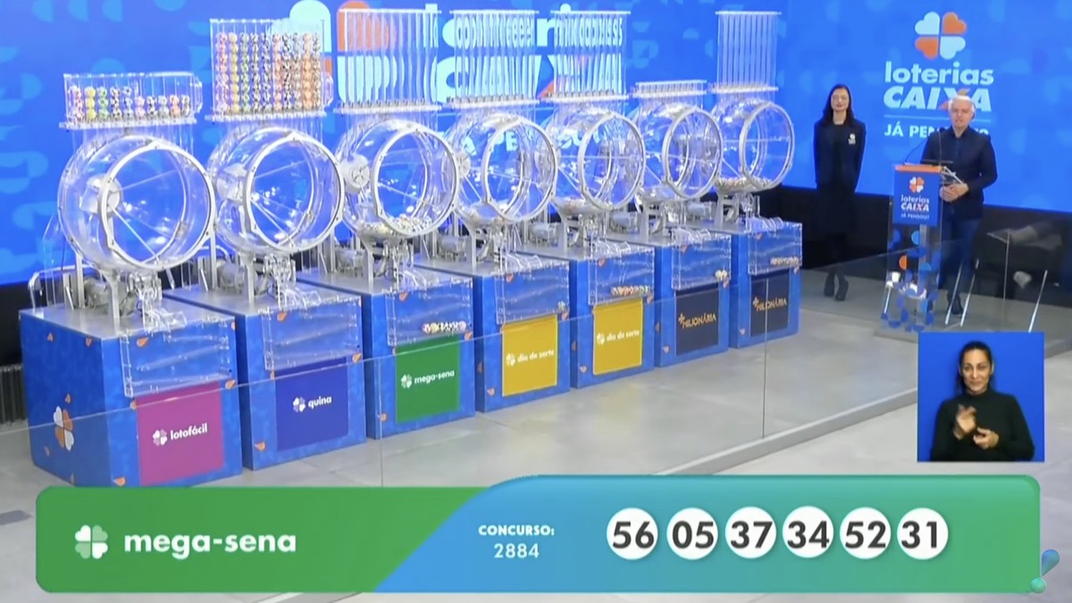 Mega-Sena sorteia R$ 7,1 milhões; confira os números da sorte desta vez As seis dezenas do concurso 2.884 da Mega-Sena (Foto: Reprodução/Youtube)