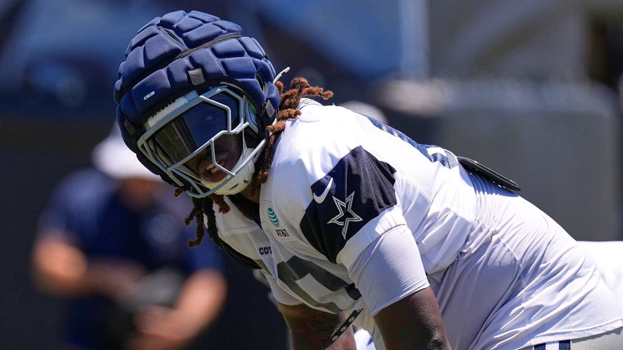 Tyler Guyton, do Cowboys, pode ter rompido o ligamento do joelho em treino Foto: Reprodução/@NFL