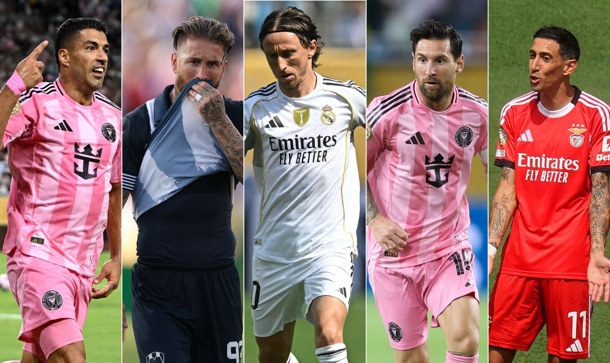 Geração campeã do futebol brilha novamente na Copa do Mundo Suárez, Sergio Ramos, Modric, Messi e Di María: estrelas veteranas da Copa do Mundo de Clubes (Foto: AFP)