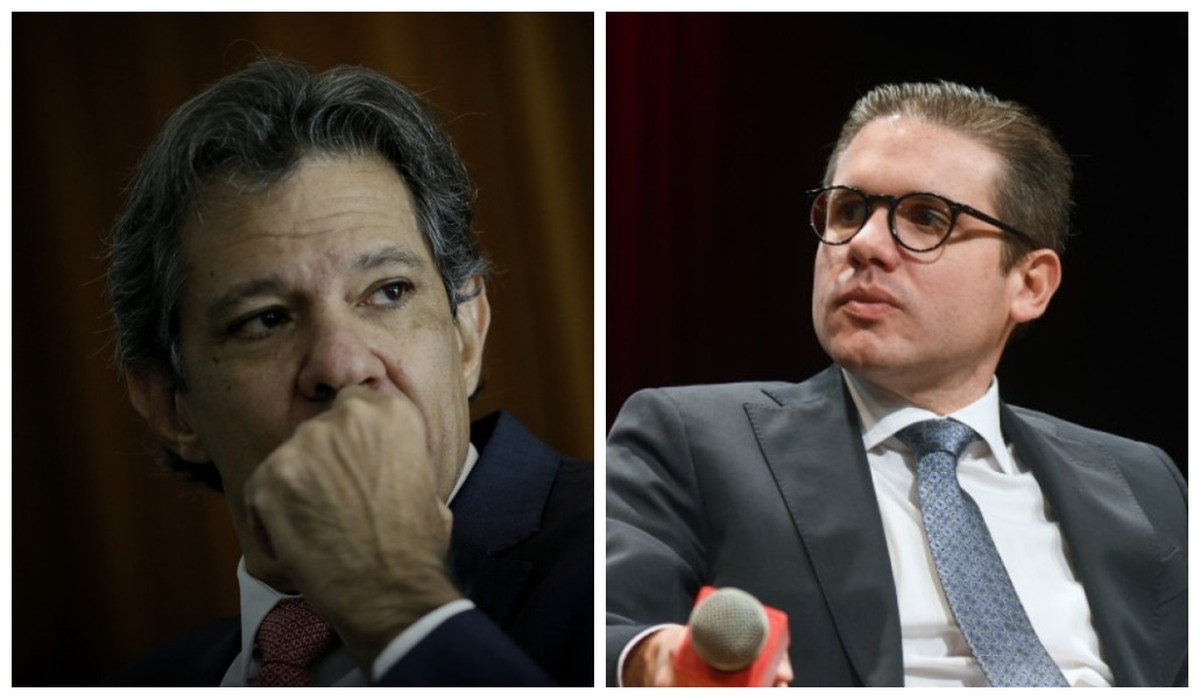 Ministro da Fazenda, Fernando Haddad, e o presidente da Câmara, deputado Hugo Motta (Foto: Montagem de fotos)