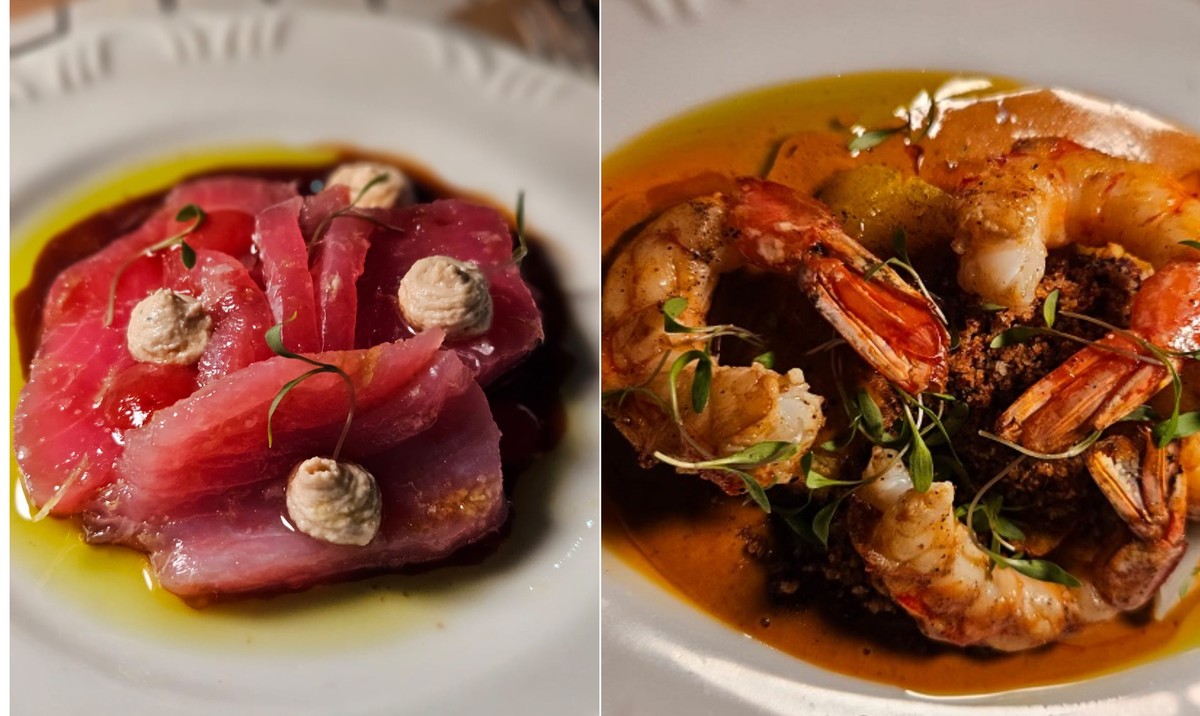Crudo de atum curado e camarão com chuchu do Rudä (Foto: Cláudia Meneses / Agência O Globo)
