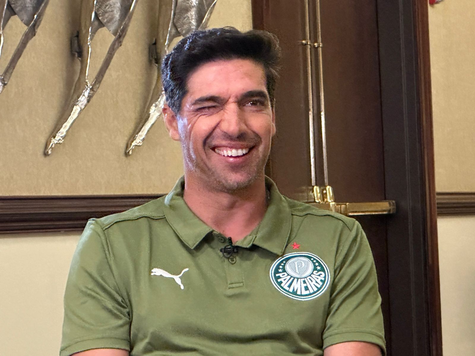 Abel compartilha pacto com a torcida do Palmeiras antes da Copa Foto: Reprodução