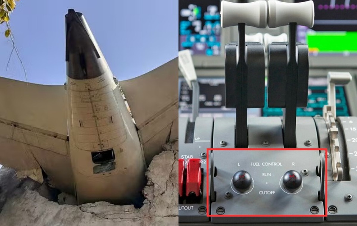 Investigação sobre acidente da Air India foca em botão de corte de combustível Botão que corta combustível tem 'trava' que impede acionamento acidental (Foto: AFP)