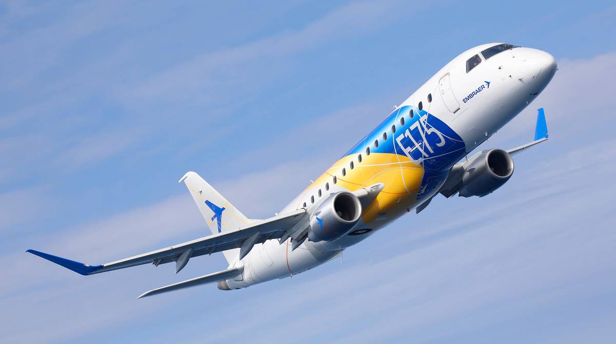 Avião E175 da Embraer (Foto: Divulgação/Embraer)