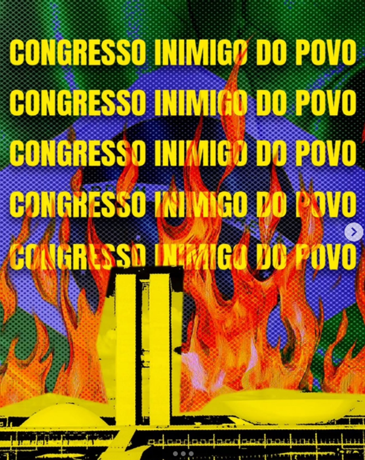 Movimento de esquerda incita protesto contra Congresso e chama prédio de 'inimigo' Congresso Inimigo do Povo (Foto: Reprodução/Instagram)