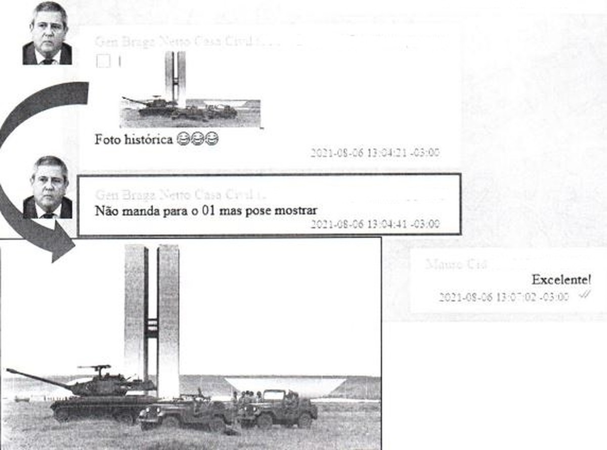 Mensagem enviada por Braga Netto a Cid (Foto: Reprodução/PF)