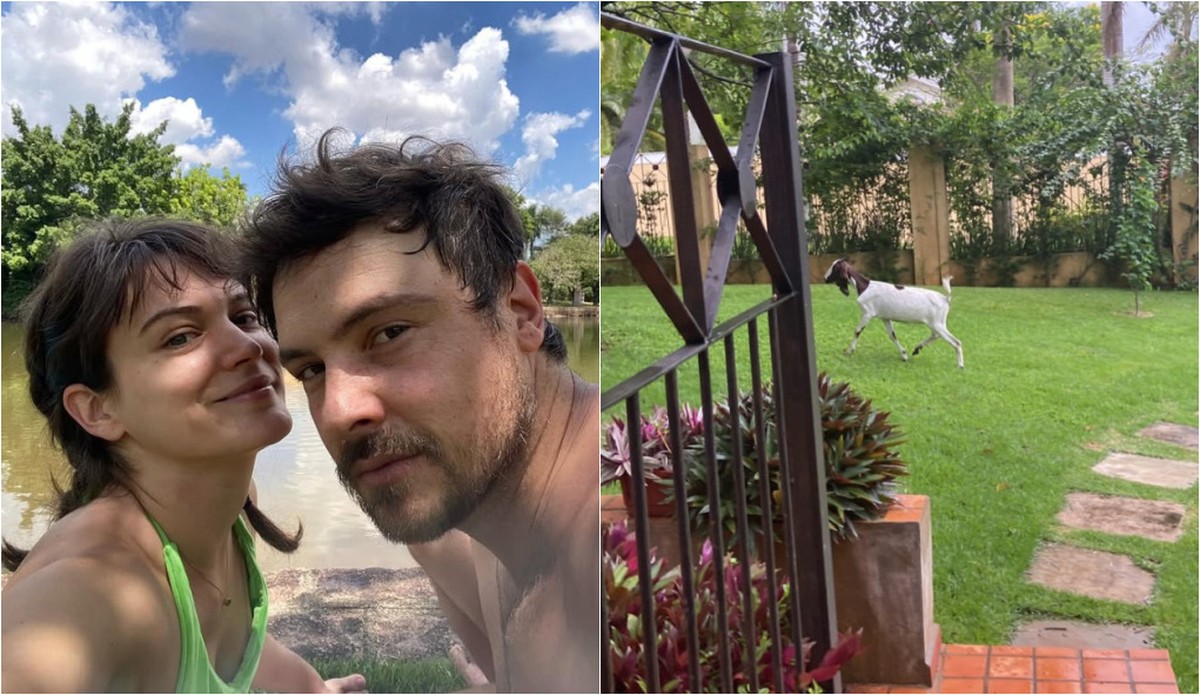 Sergio Guizé e Bianca Bin mostram seu sítio com cachoeira e piscina em nova série Bianca Bin e Sergio Guizé (Foto: Reprodução/Instagram)