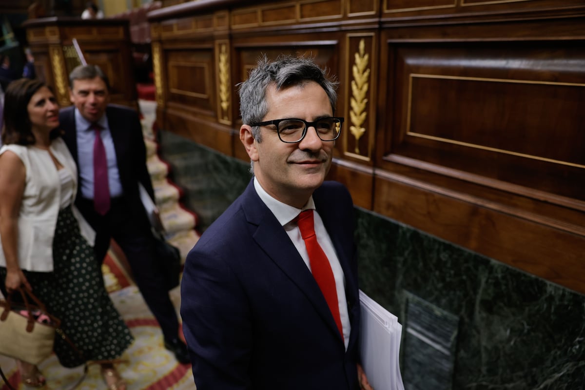 O ministro da Presidência, Justiça e Relações com as Cortes, Félix Bolaños, em um Pleno no Congresso este mês de julho. (Foto: ZIPI ARAGON / EFE)