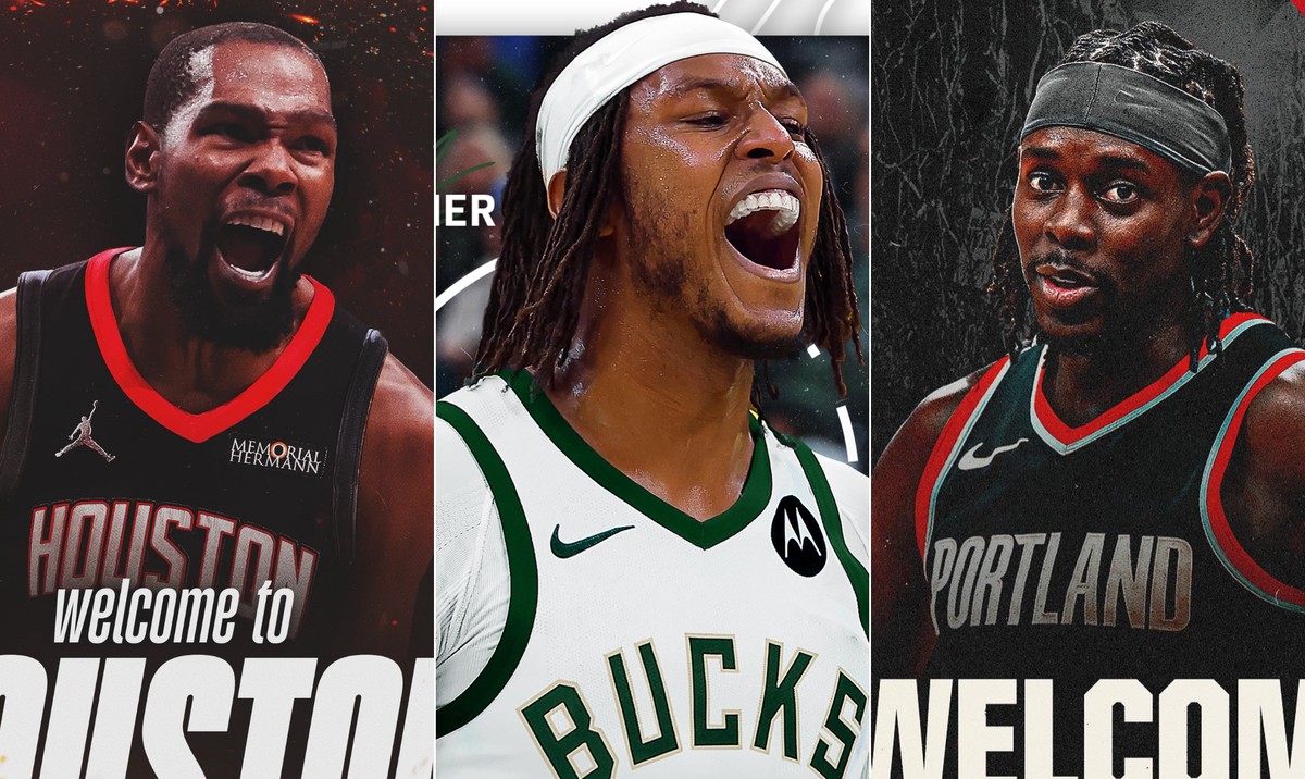 NBA realiza trocas históricas e movimenta astros em novas equipes nesta offseason Durant, Turner e Holiday estão entre as principais movimentações do mercado (Foto: Montagem sobre fotos)