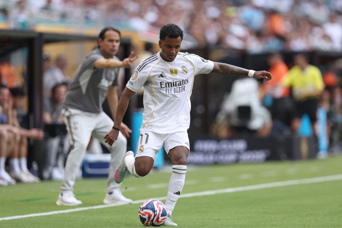 Rodrygo entrou em campo duas vezes no Mundial de Clubes (Foto: Megan Briggs/Getty Images/AFP)