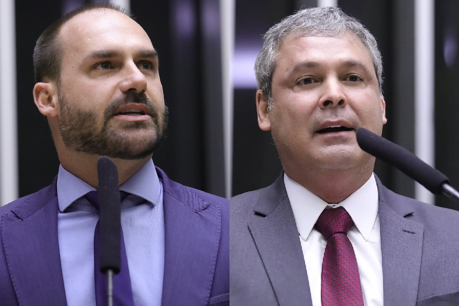 PT pede suspensão de passaporte diplomático de Eduardo e investigações sobre Bolsonaro Deputados Eduardo Bolsonaro (PL-SP) e Lindbergh Farias (PT-RJ) (Foto: Mário Agra/Câmara dos Deputados/Reprodução)