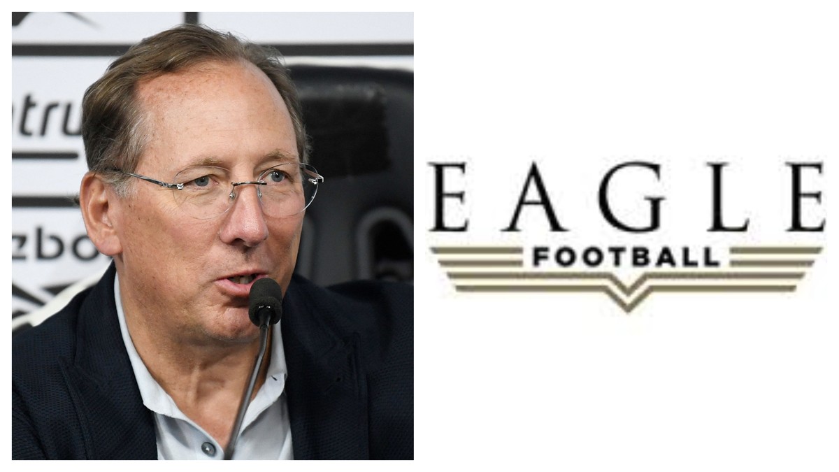 John Textor está em um imbróglio jurídico com a Eagle Football (Foto: Daniel RAMALHO / AFP e Reprodução Eagle Football)