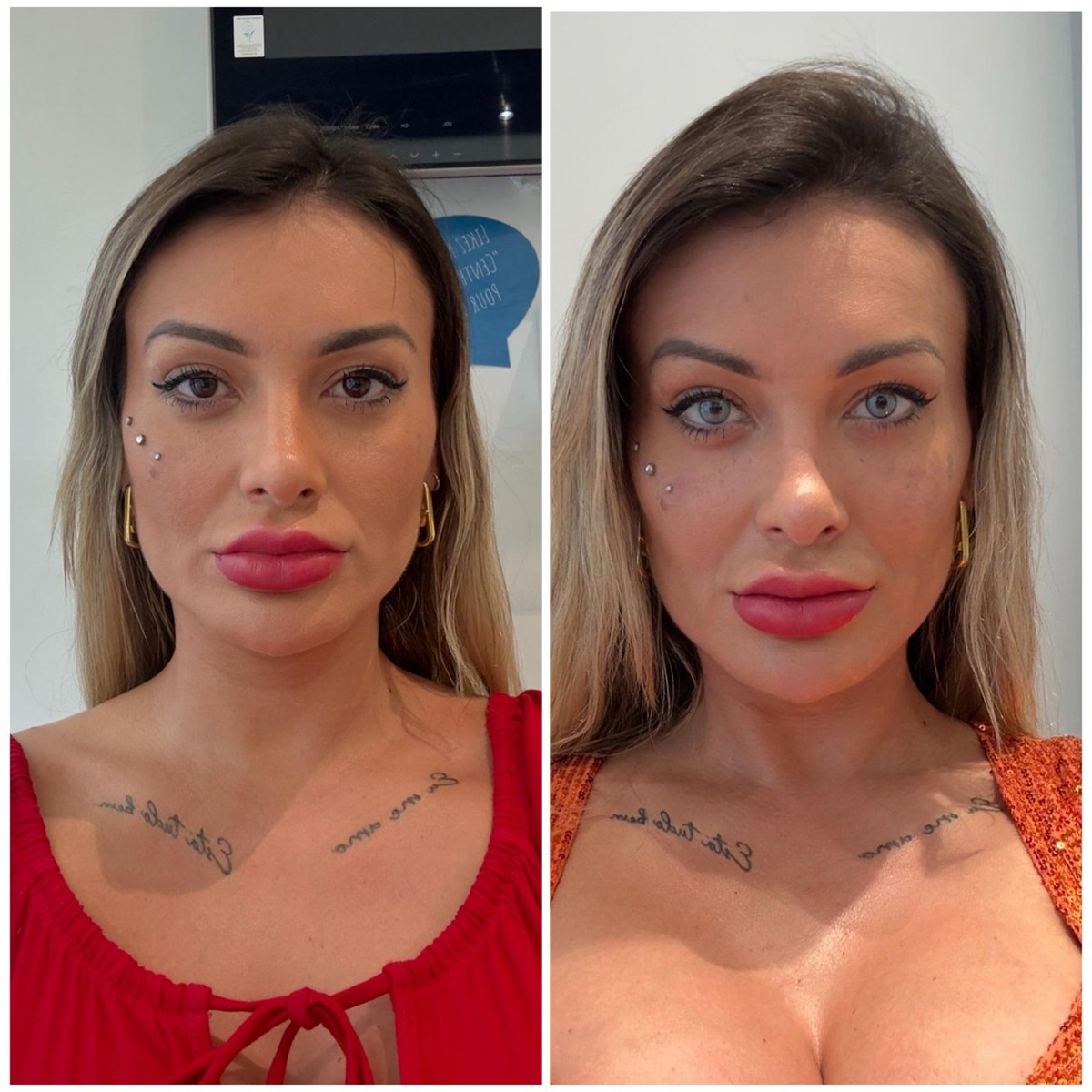Andressa Urach muda a cor dos olhos durante viagem à Europa (Foto: Divulgação)