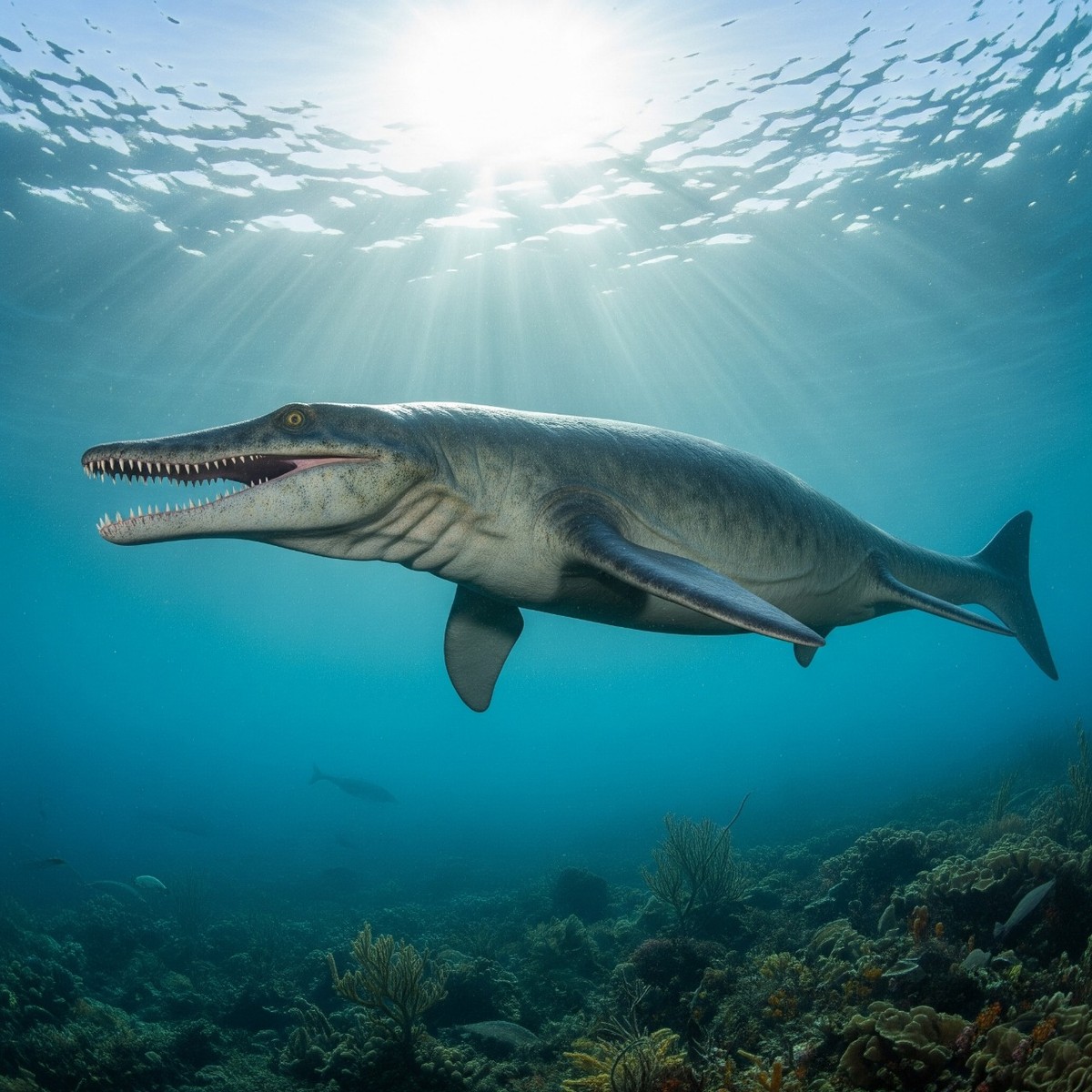 Museu de Santa Catarina exibe o maior crânio de réptil pré-histórico da América Latina Exemplar de mosassauro, répteis marinhos pré-históricos que eram os grandes predadores dos oceanos no período Cretáceo (Foto: Reprodução)
