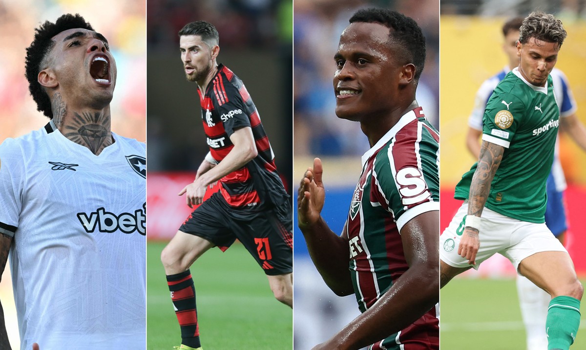 Times brasileiros brilham na primeira fase do Mundial de Clubes e destacam talentos Botafogo, Flamengo, Fluminense e Palmeiras avançaram às oitavas de final da Copa do Mundo de Clubes — Foto: 1 - YURI CORTEZ / AFP, 2 - Gilvan de Souza / Flamengo / divulgação, 3 - FRANCK FIFE / AFP e 4 - CHARLY TRIBALLEAU / AFP