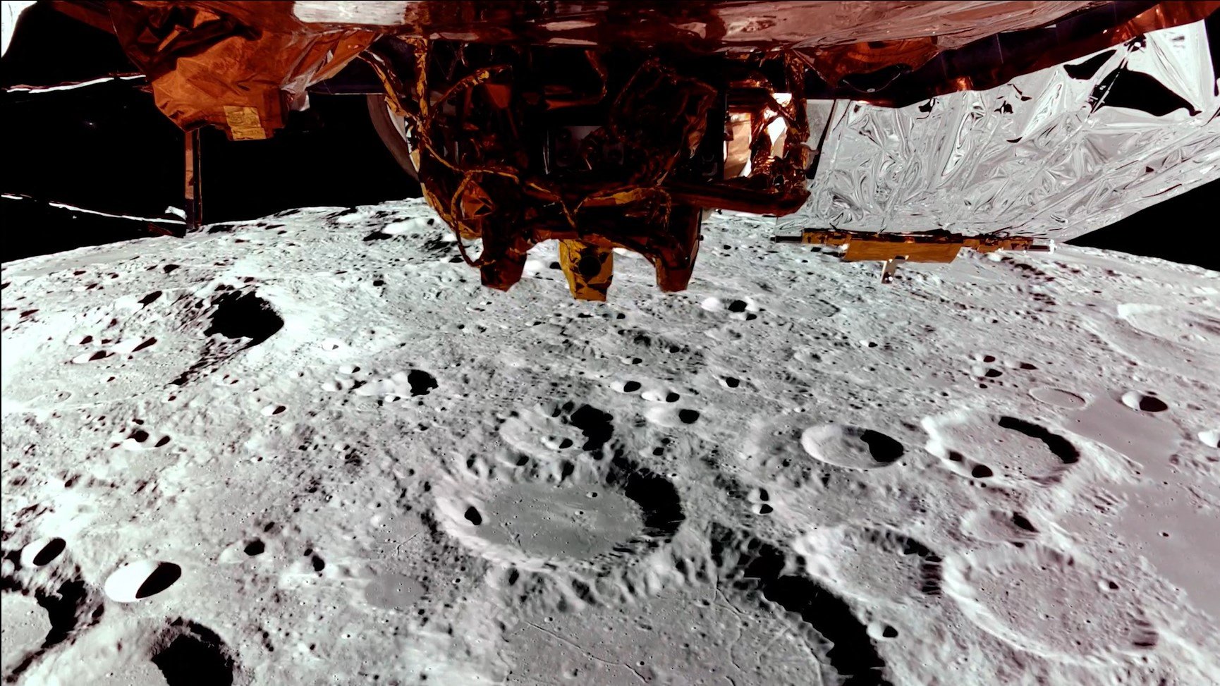 Solo lunar, em imagens captadas pela sonda Firefly Blue Ghost, em 24 de fevereiro (Foto: AFP)