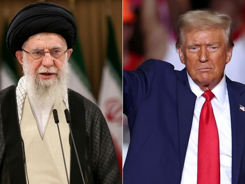 Irã critica Trump por recuo em sanções e denuncia 'jogo psicológico' Líder supremo do Irã, o aiatolá Ali Khamenei, e o presidente dos EUA, Donald Trump (Foto: ATTA KENARE e CHARLY TRIBALLEAU / AFP)