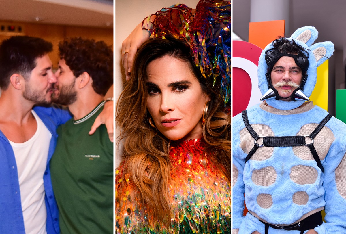 Igor Cosso e Heron Leal, Wanessa Camargo, e Carmo Dalla Vecchia na Parada LGBT+ de São Paulo — Foto: Natália Rampinelli/ Agnews e Andy Santana/BrazilNews
