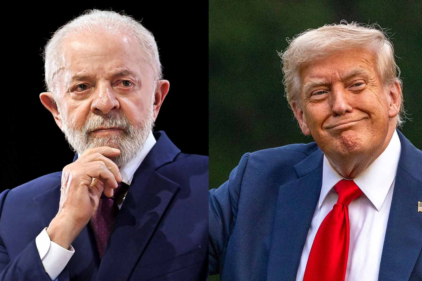 Brasileiros consideram tarifas de Trump injustas, aponta pesquisa com 62% de desaprovação Trump e Lula: brasileiros apoiam decisão do presidente em relação às tarifas do americano (Foto: Getty Images)