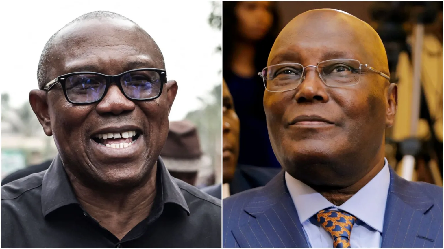 Mudança radical na política nigeriana após a adesão de líderes a um único partido Os pesos pesados da política Peter Obi (esquerda) e Atiku Abubakar (direita) se uniram. (Foto: AFP via Getty/Reuters)