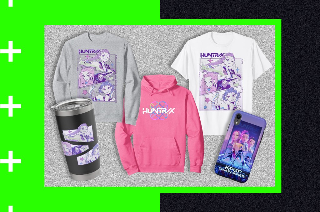 Merch da girl group HUNTR/X, 'KPop Demon Hunters', está atualmente à venda na Amazon -- confira as melhores peças, de camisetas a capas de celular. (Foto: Reprodução)