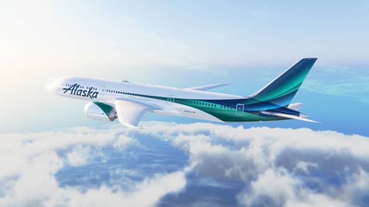 A amostra da nova pintura da Alaska Airlines para seus Boeing 787-9 Dreamliners. (Foto: Alaska Airlines)