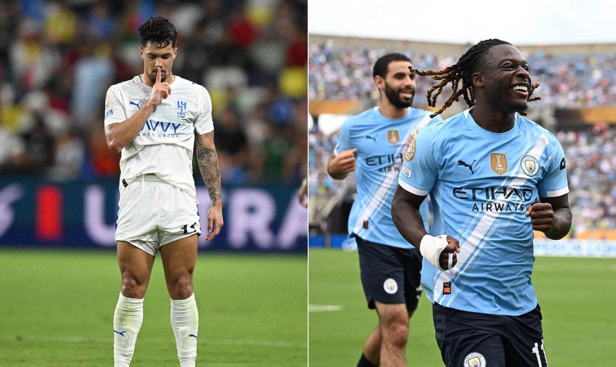 Al Hilal enfrenta o Manchester City nas oitavas de final do Mundial de Clubes — Foto: Federico PARRA / AFP; PATRICIA DE MELO MOREIRA / AFP