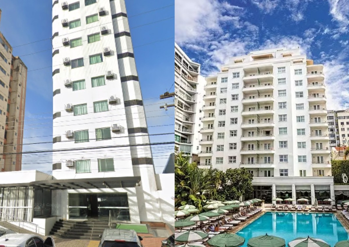 Diárias de hotéis em Belém durante a COP30 superam preços do Copacabana Palace Hotel 3 estrelas de Belém e o Copacabana Palace — Foto: StreetView/Google e Márcia Foletto/Agência O Globo