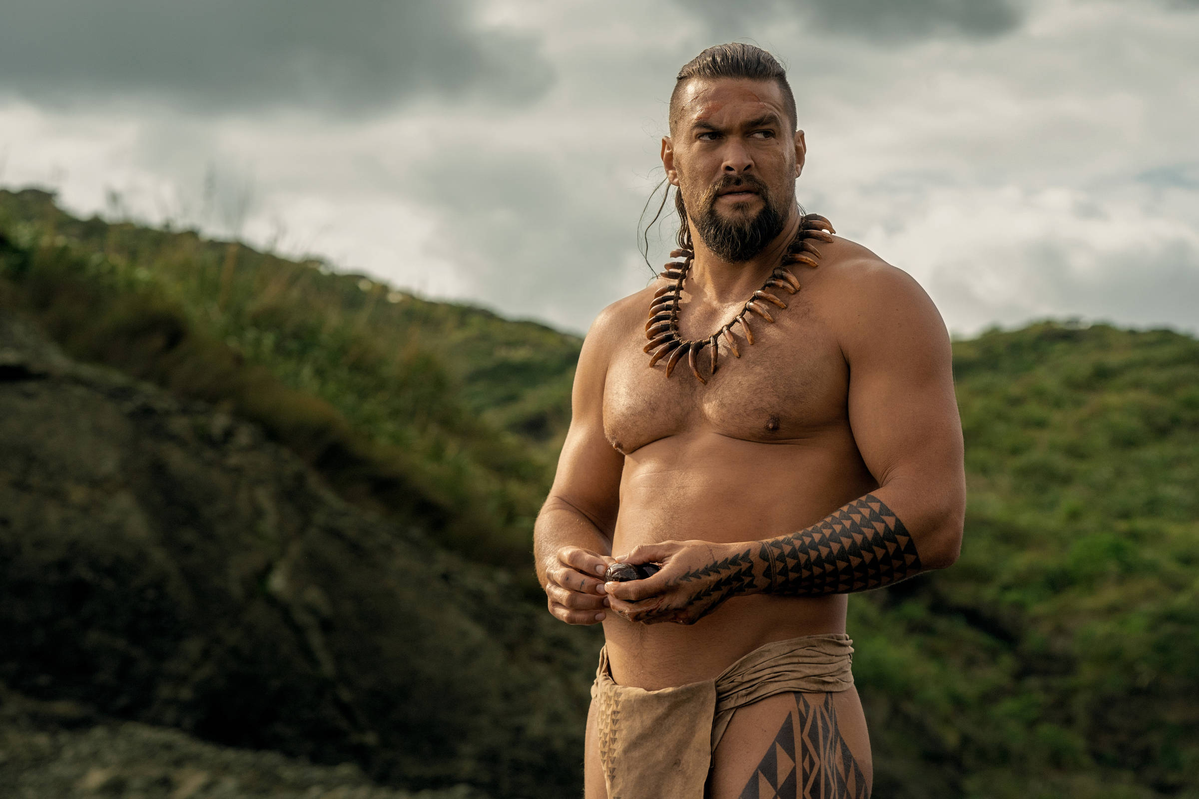 Jason Momoa em cena de 'Chefe de Guerra' (Foto: Nicola Dove/Apple TV+)