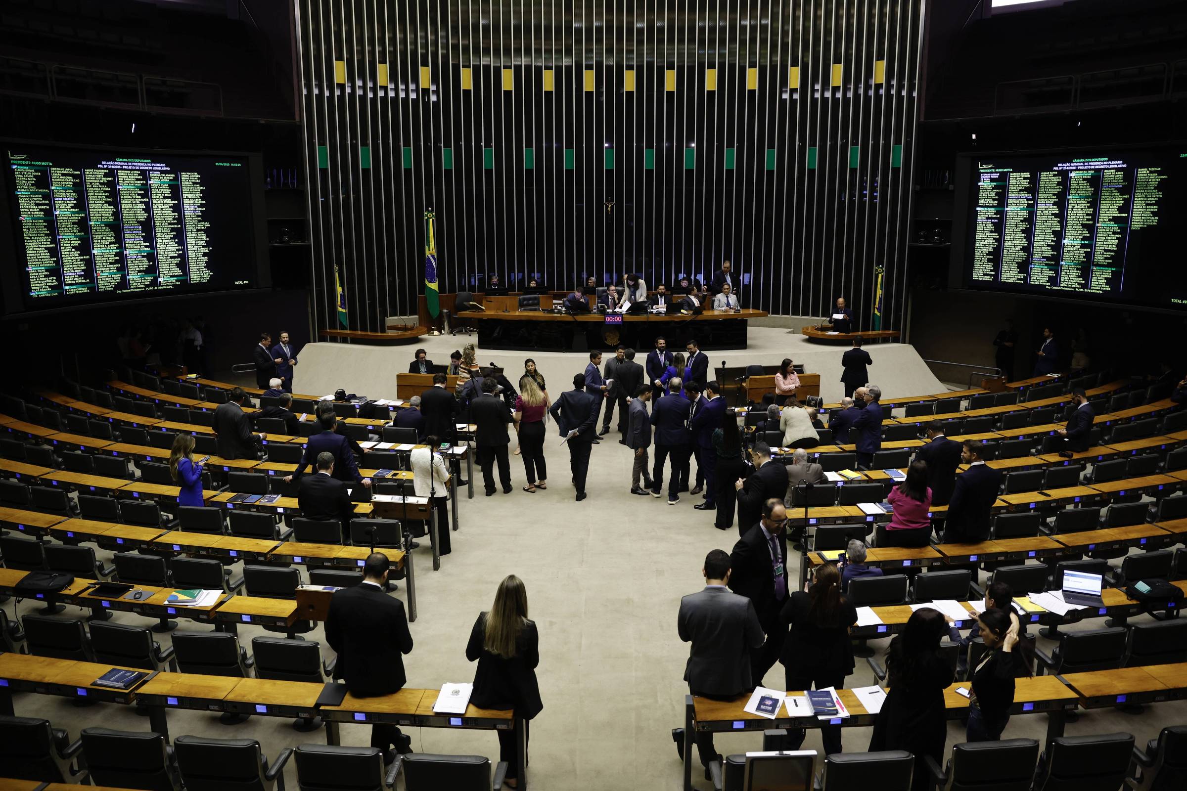 O plenário da Câmara dos Deputados nesta quarta; sessão foi semipresencial, com deputados votando à distância (Foto: Pedro Ladeira/Folhapress)