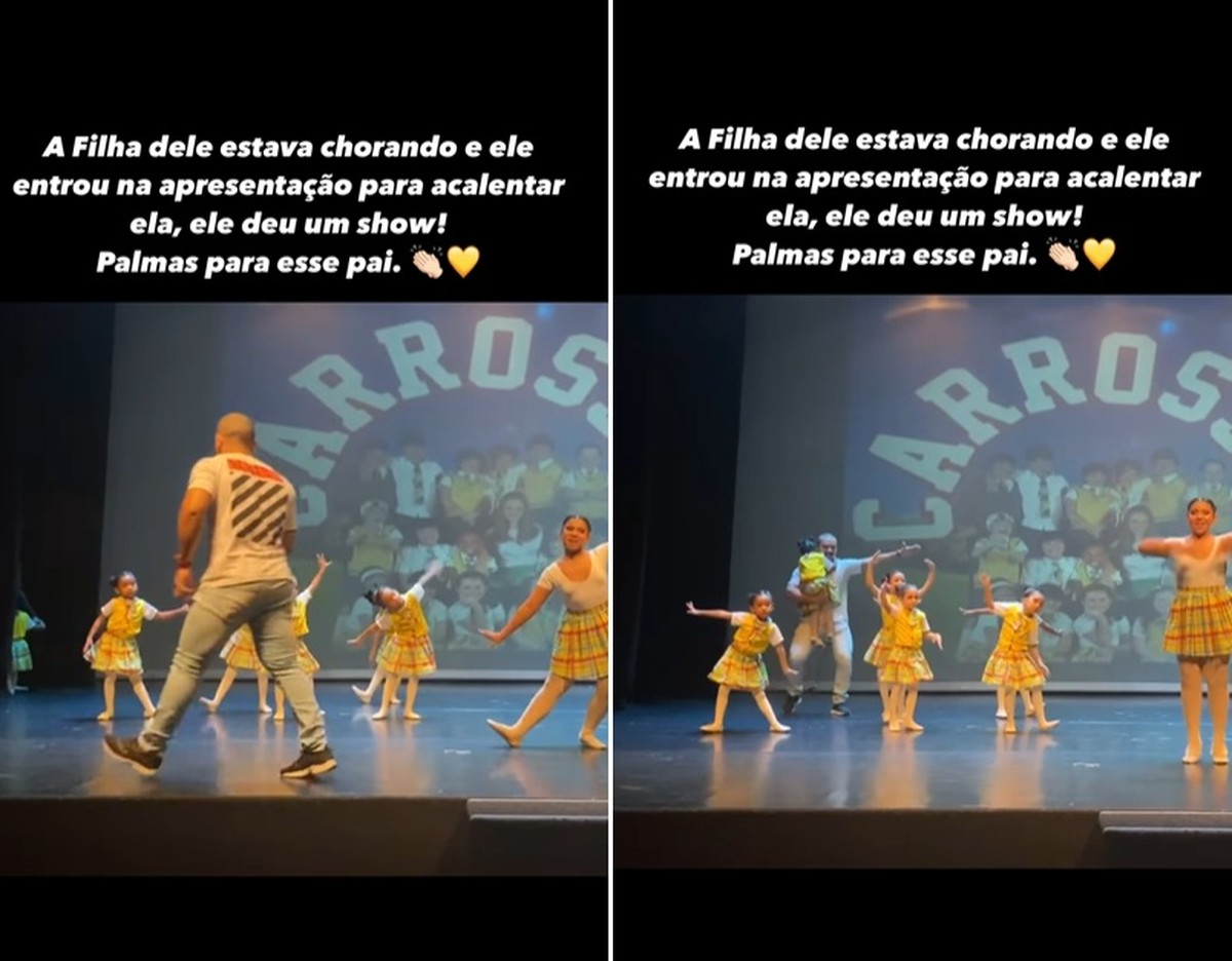 Garotinha emociona público ao chorar durante apresentação de dança com pai ao lado Foto: Reprodução