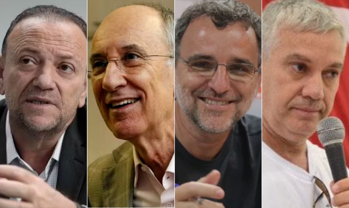 Candidatos à presidência do PT divergem em críticas a Lula em entrevistas Edinho Silva, Rui Falcão, Valter Pomar e Romênio Pereira — Foto: Cristiano Mariz/Agência O Globo, Givaldo Barbosa e Agência PT