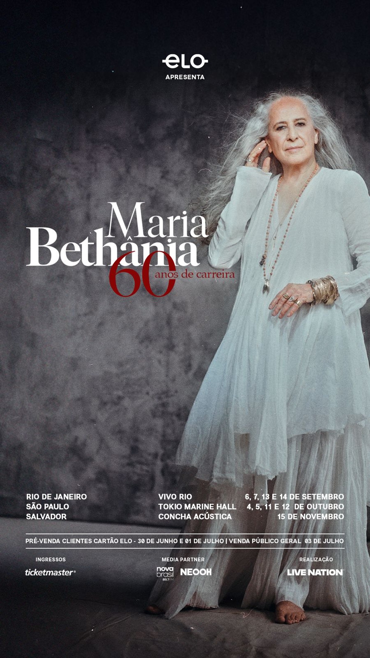 Maria Bethânia lança turnê para celebrar 60 anos de carreira musical Maria Bethânia anuncia turnê de 60 anos de carreira (Foto: Divulgação)