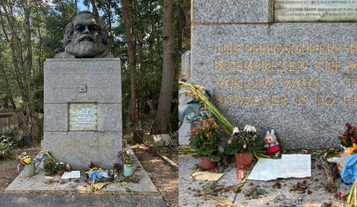 Boneco Labubu é deixado em túmulo de Karl Marx e gera repercussão nas redes sociais Boneco Labubu foi deixado em túmulo de Karl Marx (Foto: Reprodução/Redes sociais)