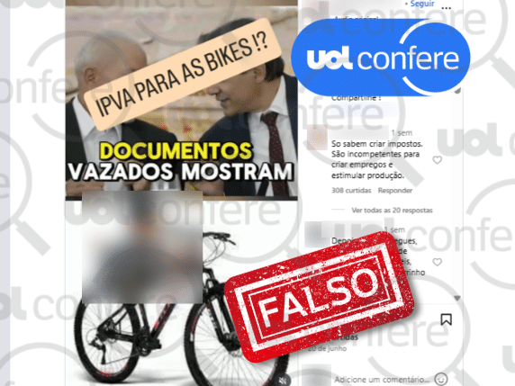 Governo Lula nega rumores sobre criação de IPVA para bicicletas IPVA é competência dos estados; governo federal negou plano (Foto: Arte/UOL sobre Reprodução/Instagram)