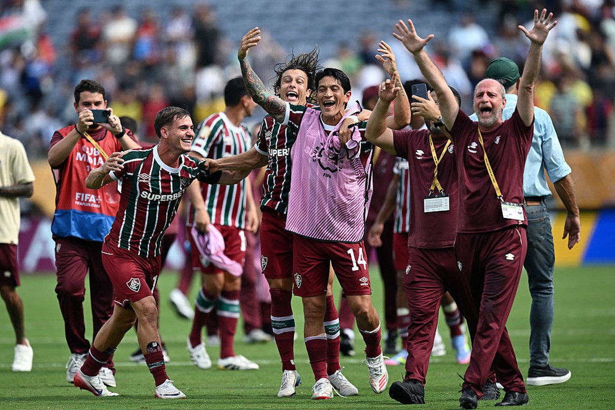 Fluminense celebra vitória contra Al-Hilal durante a Copa do Mundo de Clubes (Foto: Getty Images)