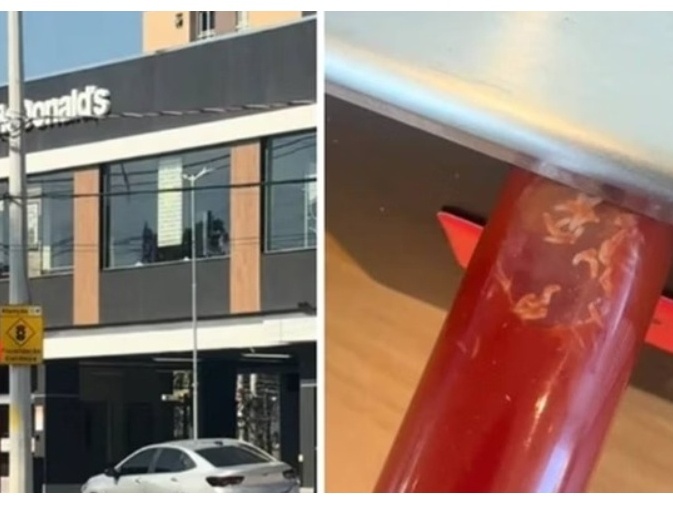 Larvas são encontradas em pote de ketchup em unidade do McDonald's no Rio Cliente disse que larvas estavam no dispenser de ketchup da unidade; MC disse possuir 'procedimentos rígidos de higiene' (Foto: Reprodução)