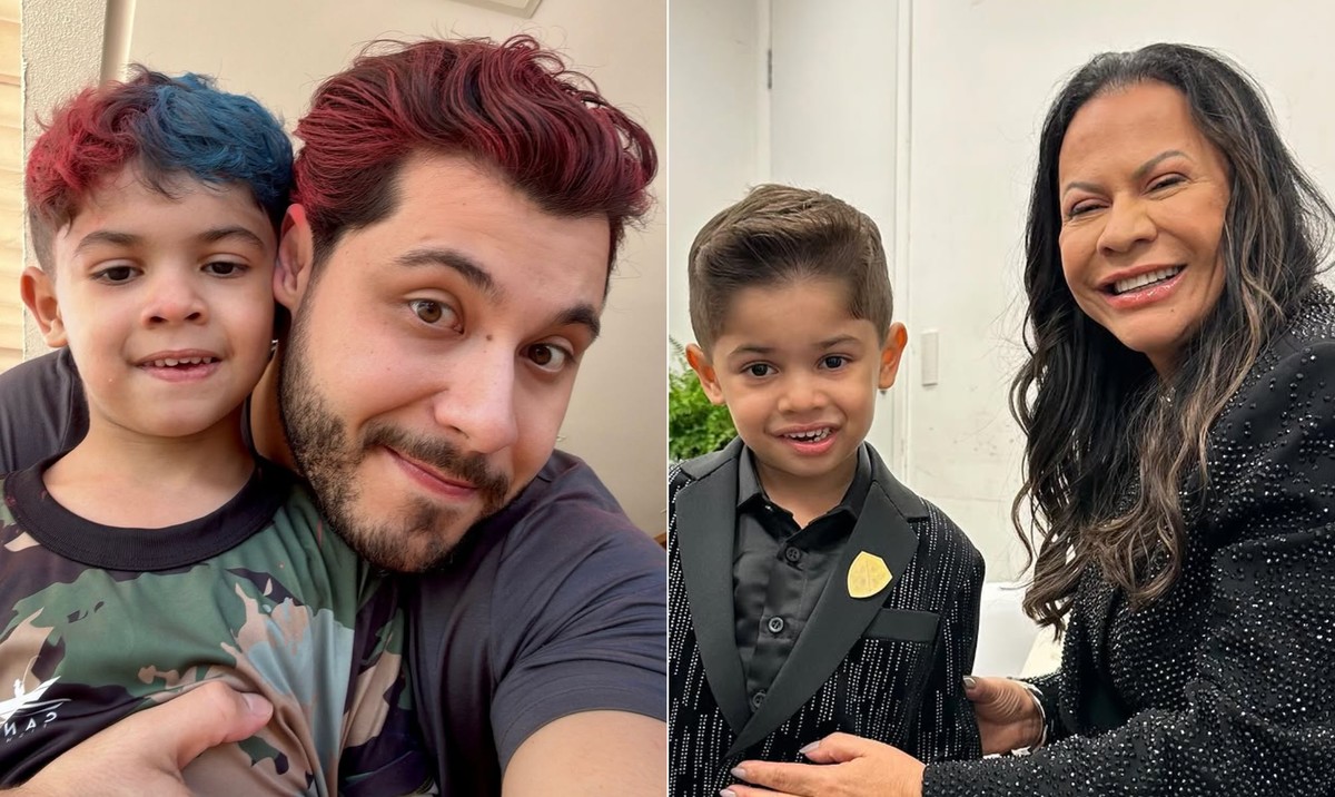 Murilo Huff utiliza áudios de babás para garantir guarda do filho com Marília Mendonça Pai e avó: Murilo Huff e Dona Ruth com o pequeno Léo Mendonça Huff, de 5 anos (Foto: Reprodução/Instagram)
