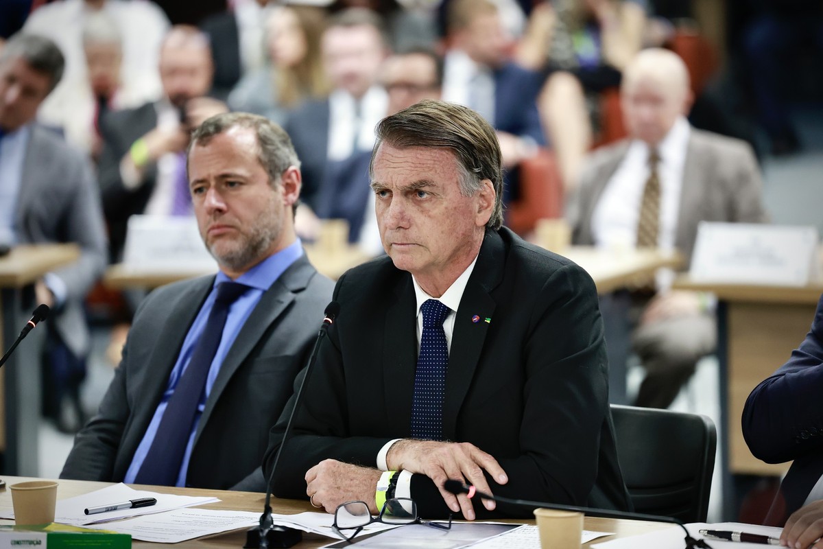 Ex-presidente Jair Bolsonaro durante interrogatório no STF (Foto: Fellipe Sampaio/STF)