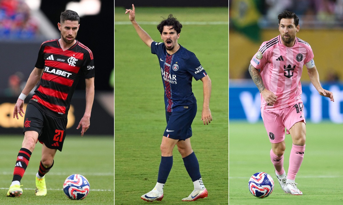 Jorginho (Flamengo), Vitinha (PSG) e Messi (Inter Miami) — Foto: AFP