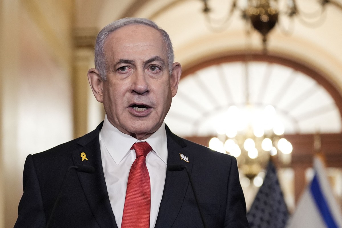 O premier de Israel, Benjamin Netanyahu, em viagem a Washington (Foto: Oliver Contreras/AFP)
